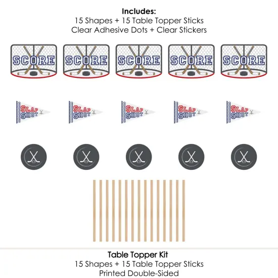Big Dot of Happiness Shoots and Scores - Hockey - Baby Shower or Birthday Party Centerpiece Sticks - Table Toppers - Set of 15 {7}