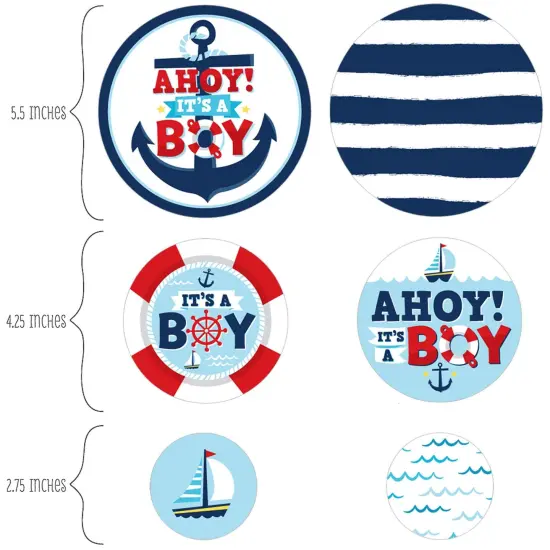 Big Dot of Happiness Ahoy It's a Boy - Nautical Baby Shower Giant Circle Confetti - Party Decorations - Large Confetti 27 Count {3}