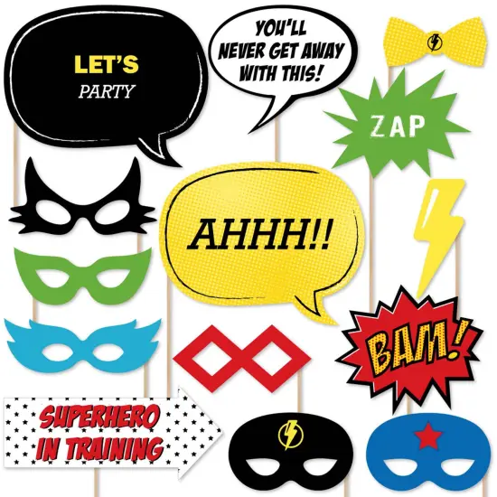 Big Dot of Happiness Bam Superhero - Photo Booth Props Kit - 20 Count {1}