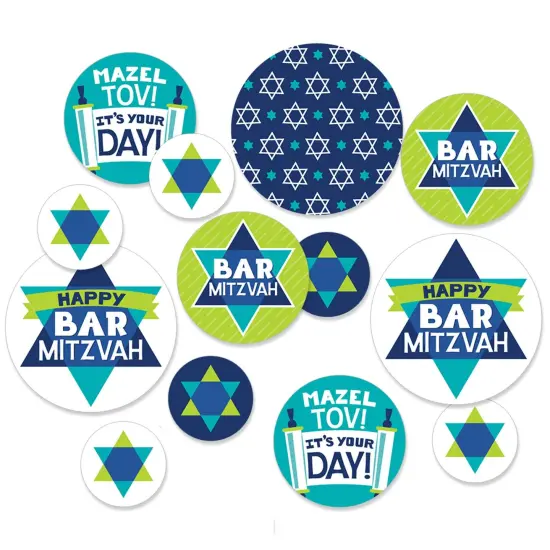 Big Dot of Happiness Blue Bar Mitzvah - Boy Party Giant Circle Confetti - Party Decorations - Large Confetti 27 Count {1}