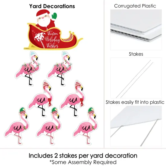 Big Dot of Happiness Flamingle Bells - Yard Sign and Outdoor Lawn Decorations - Tropical Flamingo Christmas Yard Signs - Set of 8 {6}