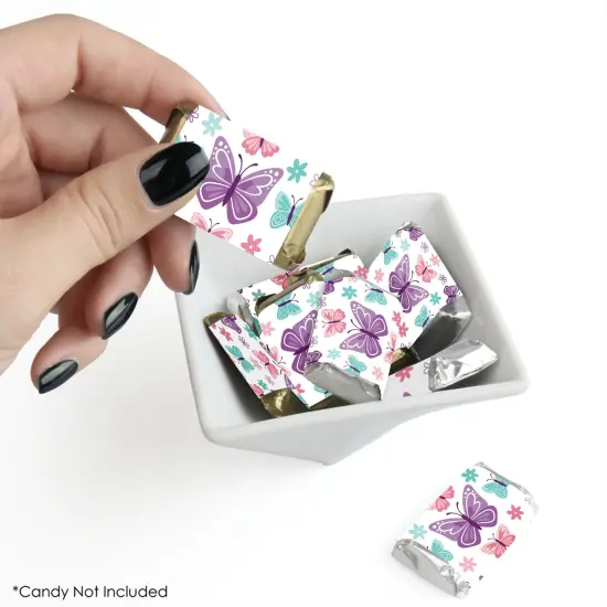 Big Dot of Happiness Beautiful Butterfly - Mini Candy Bar Wrapper Stickers - Floral Baby Shower or Birthday Party Small Favors - 40 Count {3}