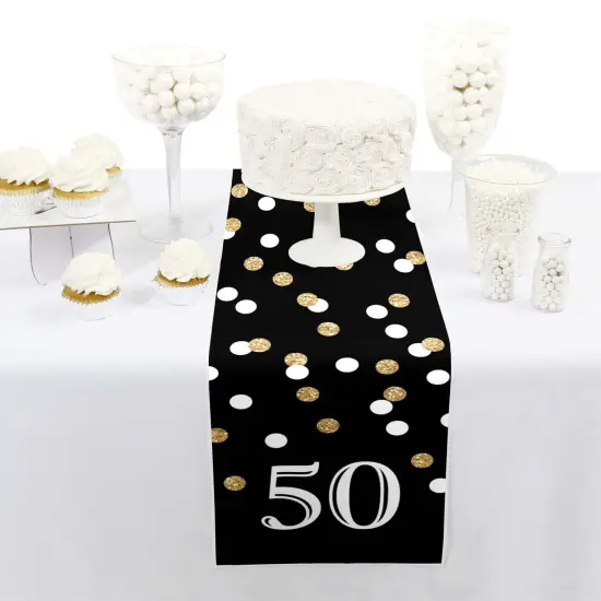 Big Dot of Happiness Adult 50th Birthday - Gold - Petite Birthday Party Paper Table Runner - 12 x 60 inches {3}