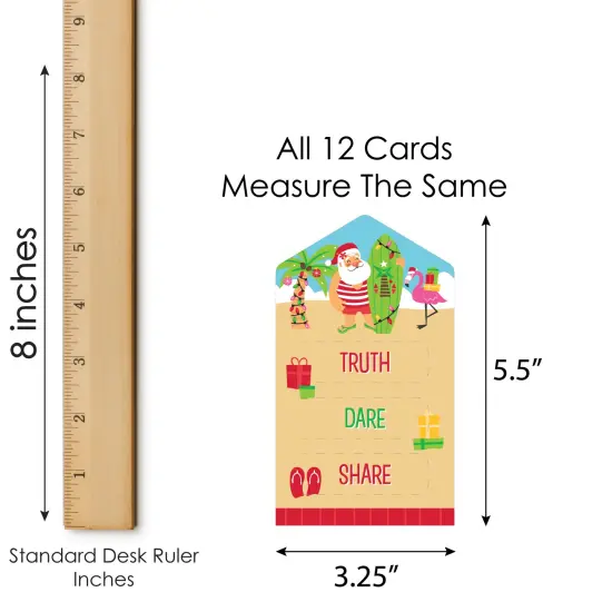 Big Dot of Happiness Tropical Christmas - Beach Santa Holiday Party Game Pickle Cards - Truth, Dare, Share Pull Tabs - Set of 12 {6}