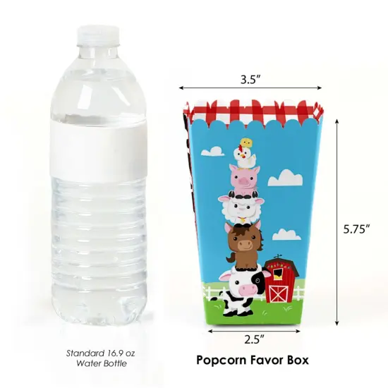 Big Dot of Happiness Farm Animals - Baby Shower or Birthday Party Favor Popcorn Treat Boxes - Set of 12 {4}