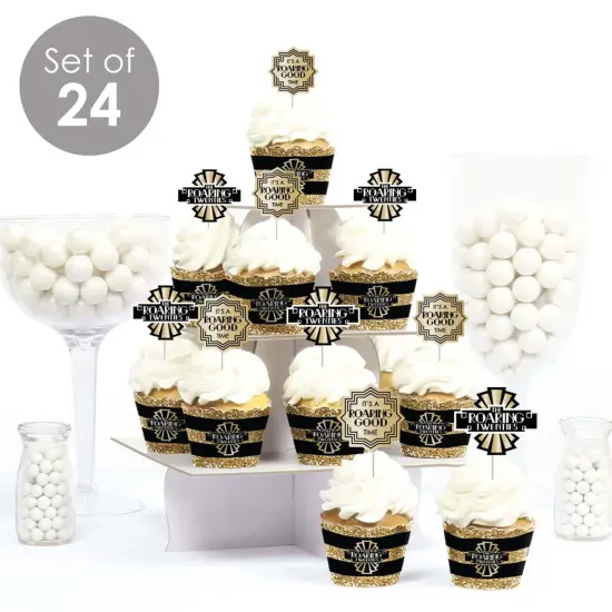 Big Dot of Happiness Roaring 20's - Cupcake Decoration - 1920s Art Deco Jazz Party Cupcake Wrappers and Treat Picks Kit - Set of 24 {3}