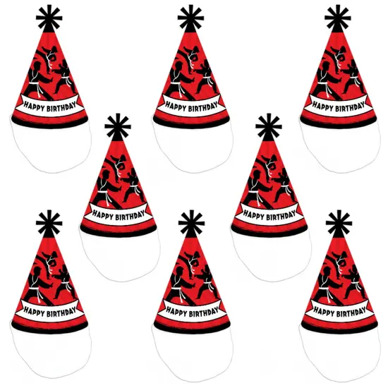 Big Dot of Happiness Karate Master - Cone Happy Birthday Party Hats for Kids and Adults - Set of 8 (Standard Size) {7}