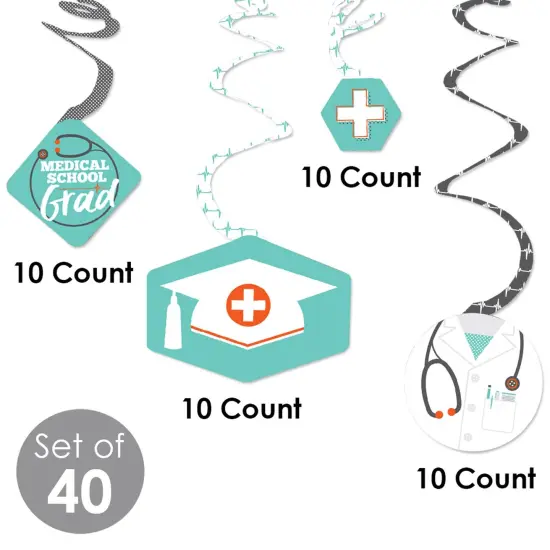 Big Dot of Happiness Medical School Graduation Doctor Decorations Hanging Swirls - Set of 40 {6}