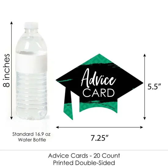 Big Dot of Happiness Green Grad - Best is Yet to Come - Green Grad Cap Wish Card Graduation Party Activities - Shaped Advice Cards Games - Set of 20 {6}