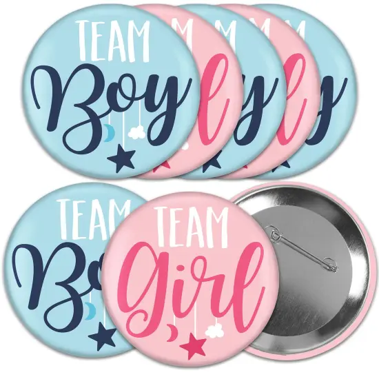 Big Dot of Happiness Team Boy or Girl - 3 inch Baby Gender Reveal Party Badge - Pinback Buttons - Set of 8 {1}