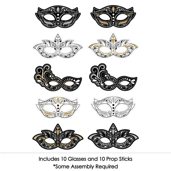 Big Dot of Happiness Masquerade Masks - Paper Card Stock Carnival Mask Party Photo Booth Props Kit - 10 Count {4}