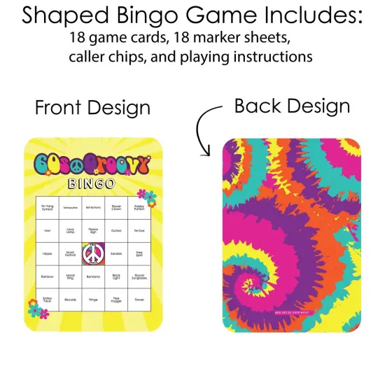 Big Dot of Happiness 60's Hippie- Bar Bingo Cards and Markers - 1960s Groovy Party Bingo Game - Set of 18 {4}