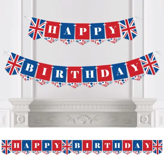 Big Dot of Happiness Cheerio, London - British UK Birthday Party Bunting Banner - Birthday Party Decorations - Happy Birthday {1}