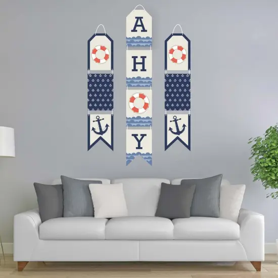 Big Dot of Happiness Ahoy - Nautical - Hanging Vertical Paper Door Banners - Baby Shower or Birthday Party Wall Decoration Kit - Indoor Door Decor {3}