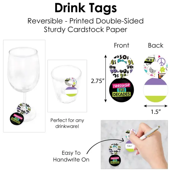 Big Dot of Happiness Through the Decades - 50s, 60s, 70s, 80s, and 90s Party Paper Charger and Table Decorations - Chargerific Kit Place Setting for 8 {7}