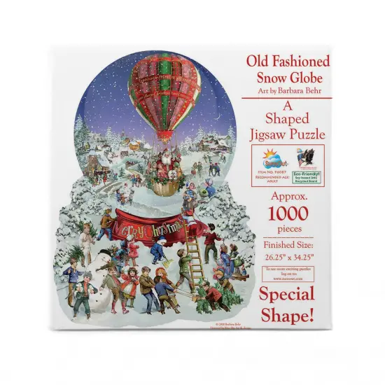 Sunsout Old Fashioned Snow Globe 1000 pc Special Shape Christmas Jigsaw Puzzle 96087 {4}