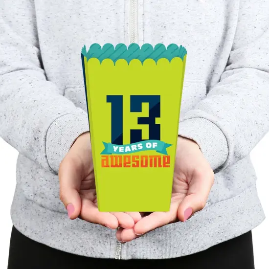 Big Dot of Happiness Boy 13th Birthday - Official Teenager Birthday Party Favor Popcorn Treat Boxes - Set of 12 {6}