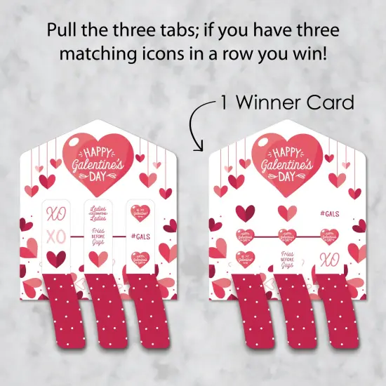 Big Dot of Happiness Happy Galentine's Day - Valentine's Day Party Game Pickle Cards - Pull Tabs 3-in-a-Row - Set of 12 {4}