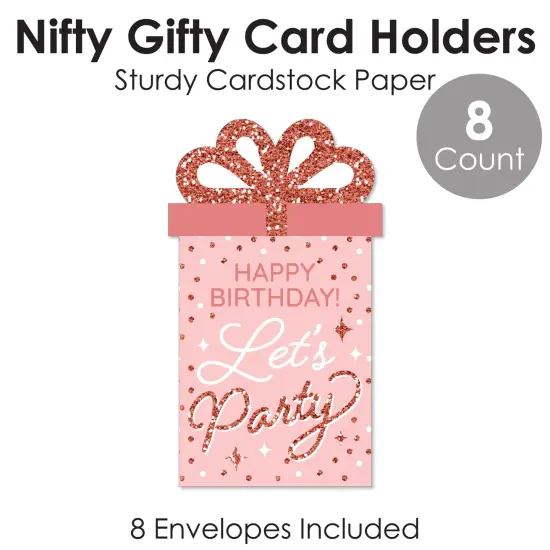 Big Dot of Happiness Pink Rose Gold Birthday - Happy Birthday Party Money and Gift Card Sleeves - Nifty Gifty Card Holders - Set of 8 {6}