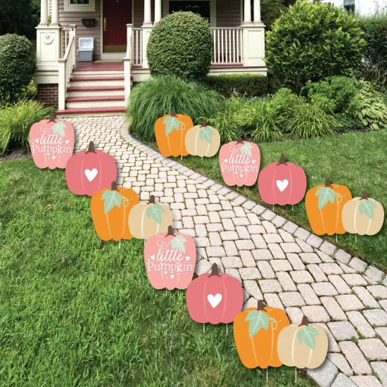 Big Dot of Happiness Girl Little Pumpkin - Lawn Decorations - Outdoor Fall Birthday Party or Baby Shower Yard Decorations - 10 Piece {1}
