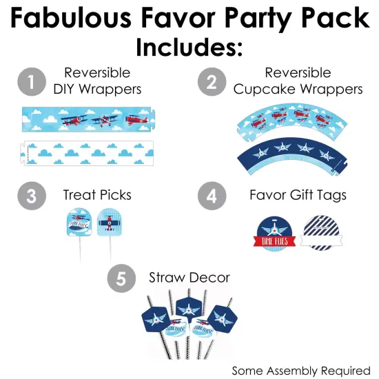 Big Dot of Happiness Taking Flight - Airplane - Vintage Plane Baby Shower or Birthday Party Favors and Cupcake Kit - Fabulous Favor Party Pack 100 Pc {3}