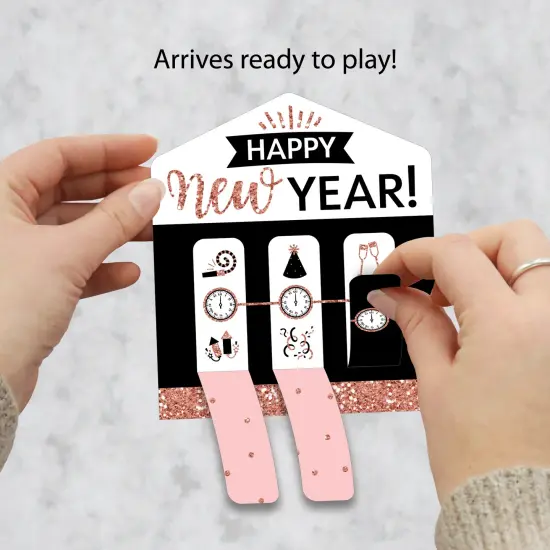 Big Dot of Happiness Rose Gold Happy New Year - New Years Eve Party Game Pickle Cards - Pull Tabs 3-in-a-Row - Set of 12 {3}