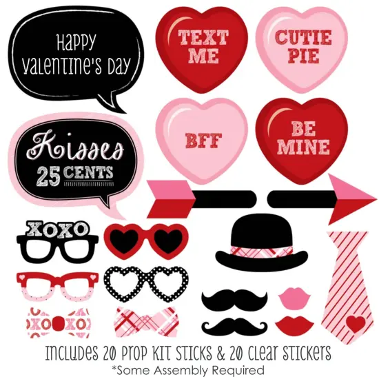 Big Dot of Happiness Valentine's Day - Photo Booth Props Kit - 20 Count {3}