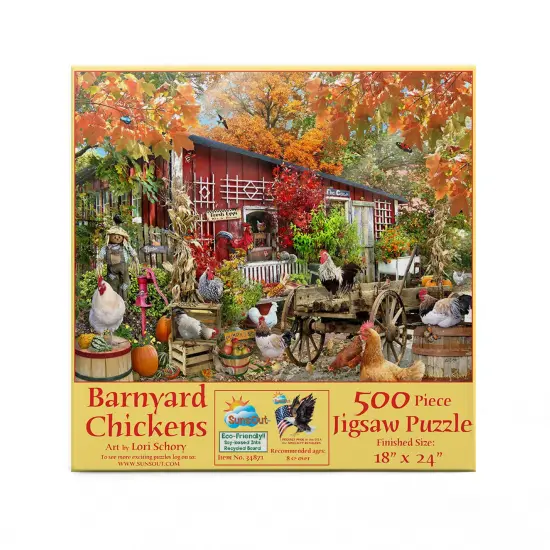 Sunsout Barnyard Chickens 500 pc Jigsaw Puzzle 34871 {4}