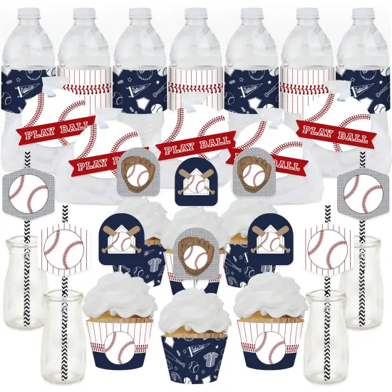 Big Dot of Happiness Batter Up - Baseball - Baby Shower or Birthday Party Favors and Cupcake Kit - Fabulous Favor Party Pack - 100 Pieces {1}