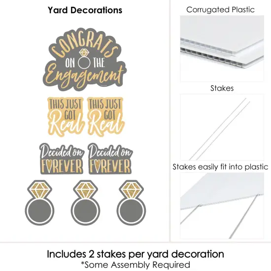 Big Dot of Happiness Congrats On The Engagement - Yard Sign and Outdoor Lawn Decorations - Engagement Party Yard Signs - Set of 8 {6}