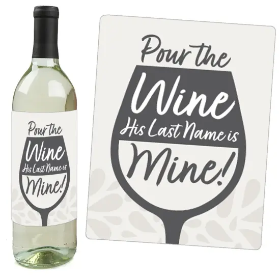 Big Dot of Happiness Champagne Elegantly Simple - Wedding or Bridal Shower Guest Party Favors Decorations- Wine Bottle Label Stickers - Set of 4 {6}