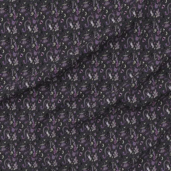 Various Fabrics by the Yard or Fat Quarter Cute Occult Dark Halloween Devil Spooky Gray Purple Black Magic Goth Custom Printed Fabric by Spoonflower {6}