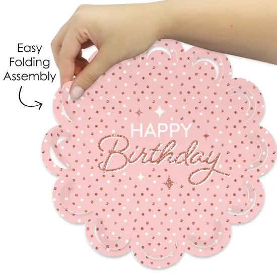 Big Dot of Happiness Pink Rose Gold Birthday - Happy Birthday Party Round Table Decorations - Paper Chargers - Place Setting For 12 {6}