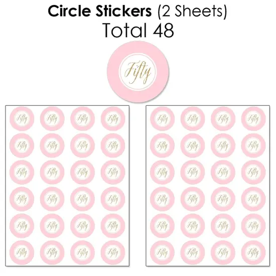 Big Dot of Happiness Chic 50th Birthday - Pink, Black and Gold - Birthday Party Candy Favor Sticker Kit - 304 Pieces {7}