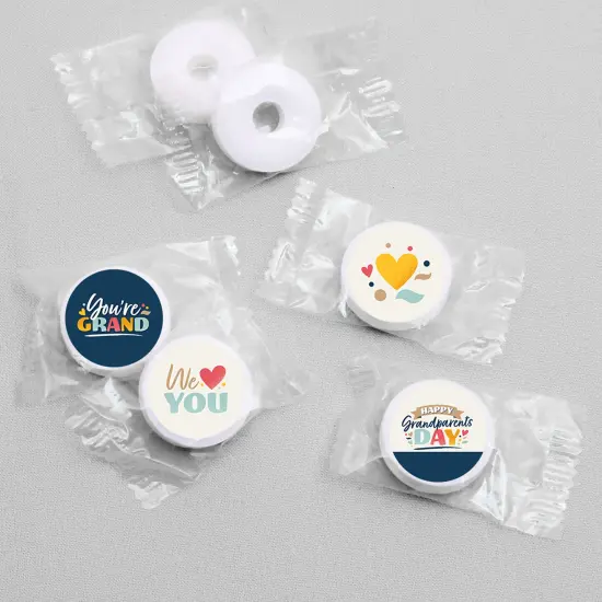 Big Dot of Happiness Happy Grandparents Day - Grandma & Grandpa Party Round Candy Sticker Favors - Labels Fits Chocolate Candy (1 sheet of 108) {4}