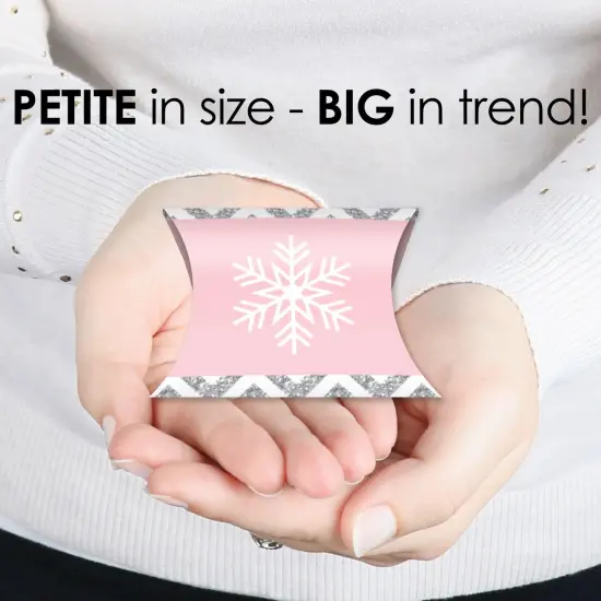 Big Dot of Happiness Pink Winter Wonderland - Favor Gift Boxes - Holiday Snowflake Birthday Party and Baby Shower Petite Pillow Boxes - Set of 20 {4}