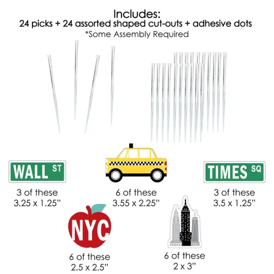 Big Dot of Happiness NYC Cityscape - Dessert Cupcake Toppers - New York City Party Clear Treat Picks - Set of 24 {7}