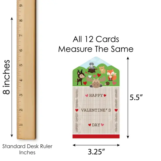 Big Dot of Happiness Woodland Creatures - Forest Cards for Kids - Happy Valentine's Day Pull Tabs - Set of 12 {7}