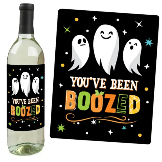 Big Dot of Happiness You've Been Boozed - Ghost Halloween Party Decorations for Women and Men - Wine Bottle Label Stickers - Set of 4 {5}
