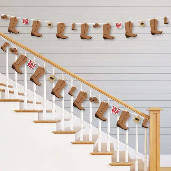 Big Dot of Happiness Western Hoedown - Wild West Cowboy Party DIY Decorations - Clothespin Garland Banner - 44 Pieces {3}