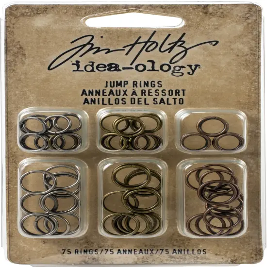 Idea-Ology Metal Jump Rings 8mm & 10mm 75/Pkg-Antique Nickel, Brass & Copper {1}