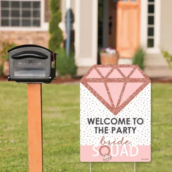 Big Dot of Happiness Bride Squad - Party Decorations - Rose Gold Bridal Shower or Bachelorette Party Welcome Yard Sign {3}