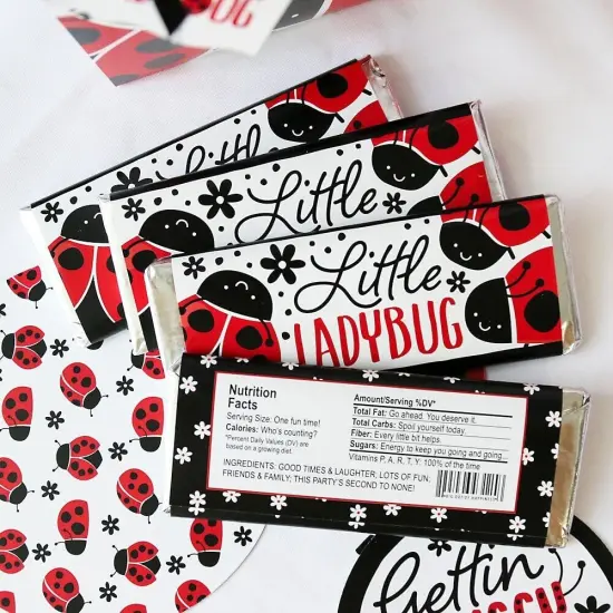 Big Dot of Happiness Happy Little Ladybug - Candy Bar Wrapper Baby Shower or Birthday Party Favors - Set of 24 {4}