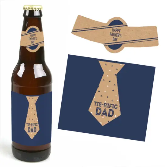Big Dot of Happiness My Dad is Rad - Father's Day Decorations for Men - 6 Beer Bottle Label Stickers and 1 Carrier {6}