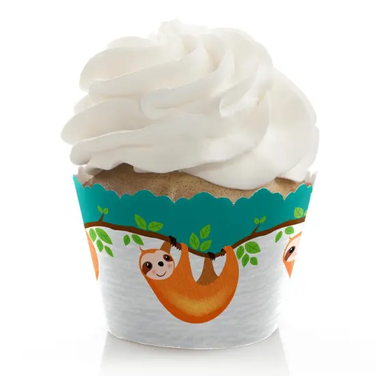 Big Dot of Happiness Let's Hang - Sloth - Baby Shower or Birthday Party Decorations - Party Cupcake Wrappers - Set of 12 {1}
