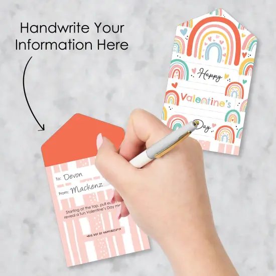 Big Dot of Happiness Hello Rainbow - Boho Cards for Kids - Happy Valentine's Day Pull Tabs - Set of 12 {4}