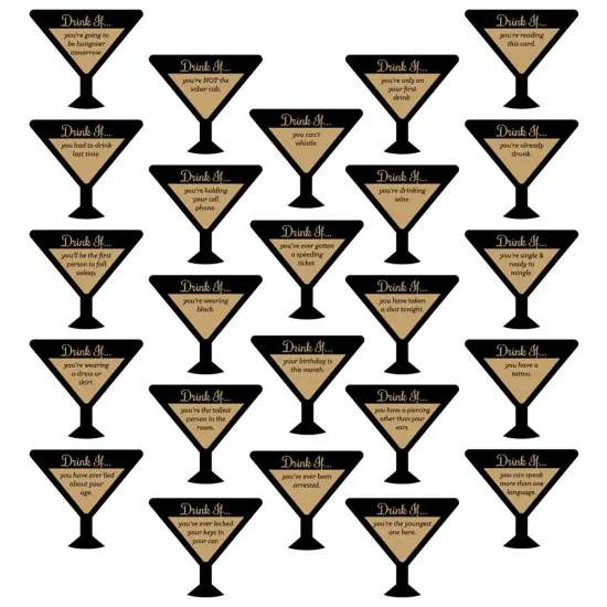 Big Dot of Happiness Drink If Game - Martini Glass - Fun Drinking Game Cards - 24 Count {3}