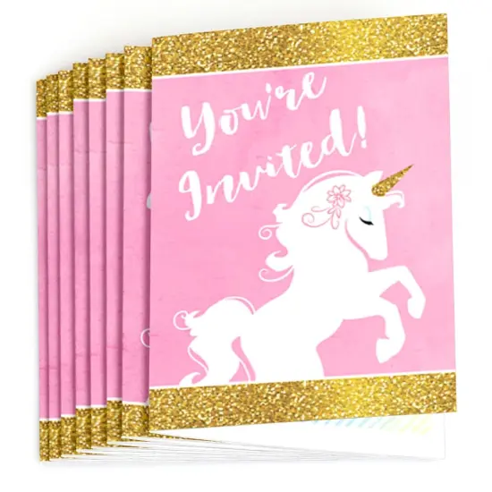 Big Dot of Happiness Rainbow Unicorn - Fill In Magical Unicorn Baby Shower or Birthday Party Invitations (8 count) {3}