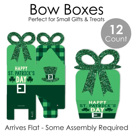 Big Dot of Happiness St. Patrick's Day - Square Favor Gift Boxes - Saint Paddy's Day Party Bow Boxes - Set of 12 {7}