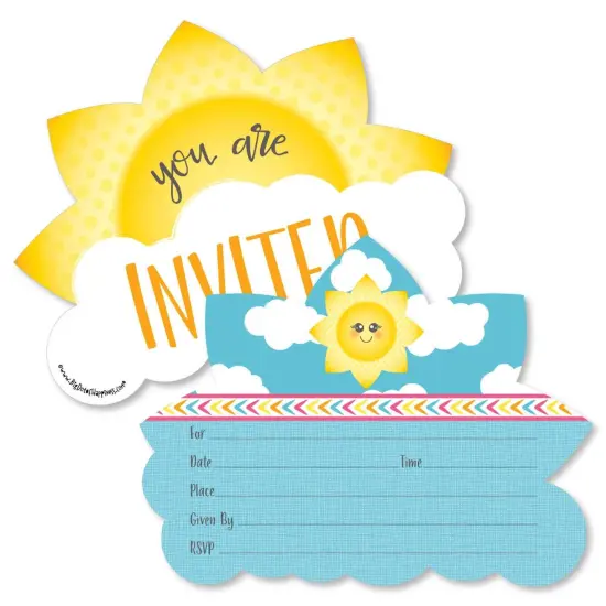 Big Dot of Happiness You are My Sunshine - Shaped Fill-in Invitations - Baby Shower or Birthday Party Invitation Cards with Envelopes - Set of 12 {1}